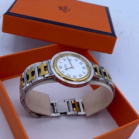 Hermès Clipper Two-Tone Stainless Steel & Gold Watch 6 - Picture 1 of 12